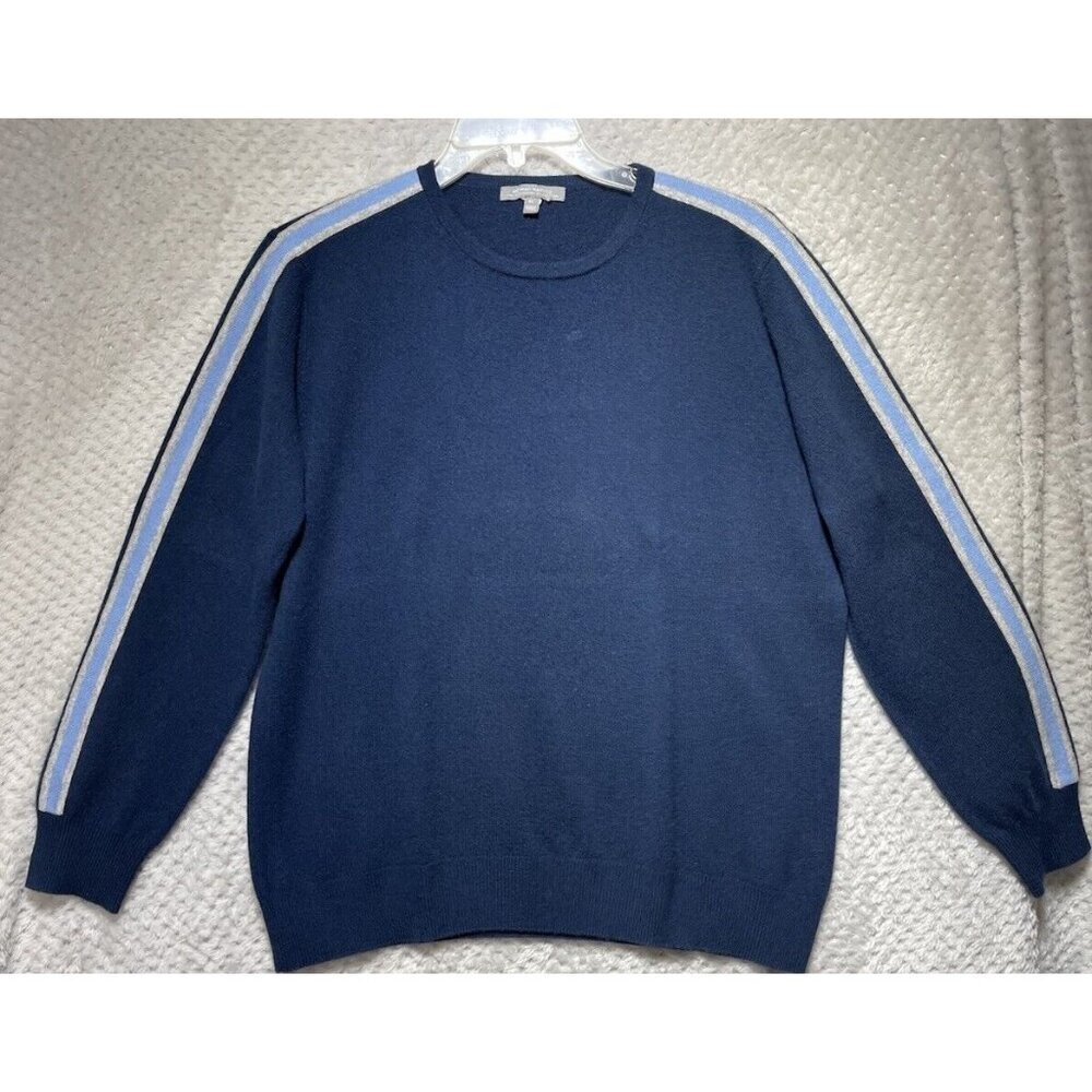 Neiman Marcus Men's Blue Cashmere‎ Long Sleeve Knit Pullover Sweater Size XL